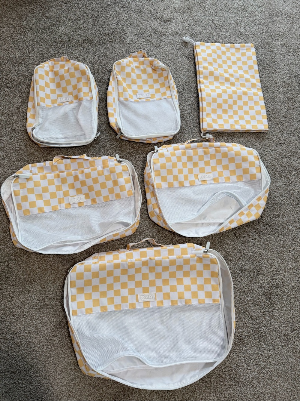 Travel Packing Cube Set - Yellow Check